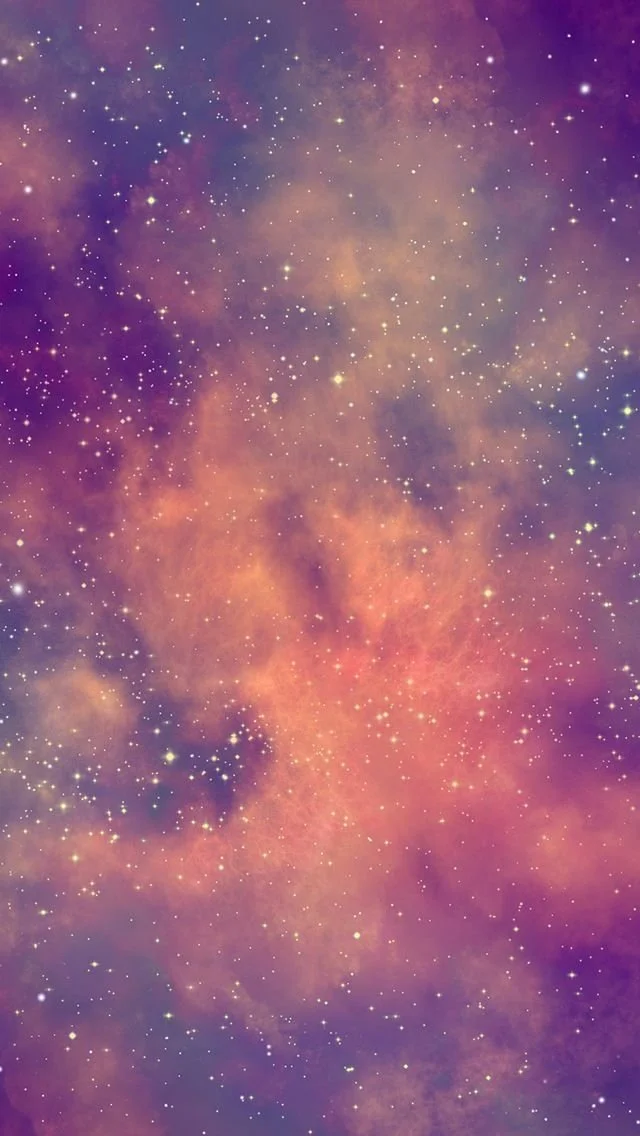 A view of outer space with a colorful nebula, purple, pink, and orange clouds, and numerous stars scattered across the scene.