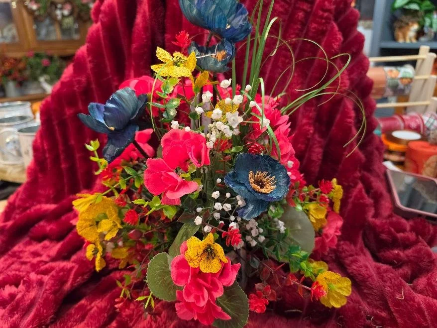 Ceramic Container With Assorted Flowers
