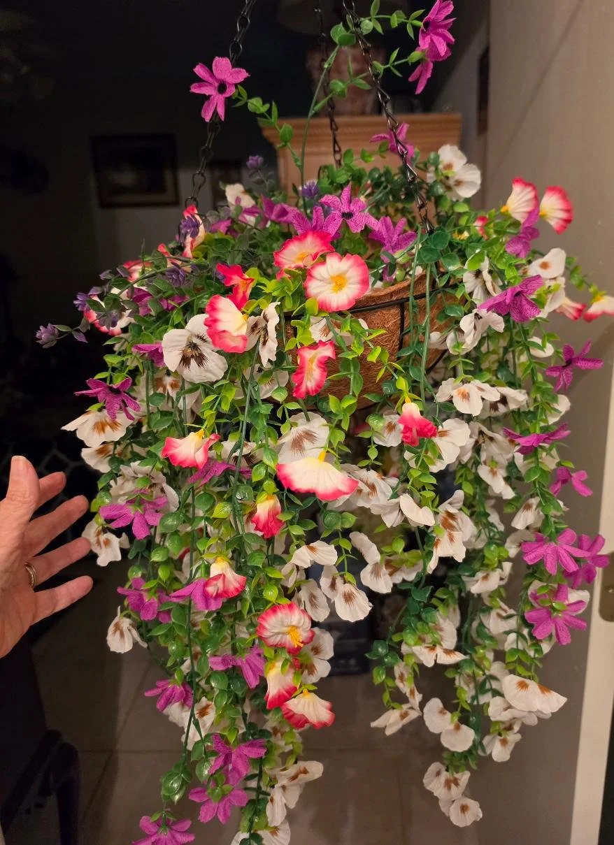 Purple / Pink Hanging Silk Basket