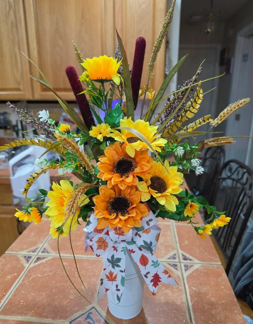 White Vase Silk Arrangement