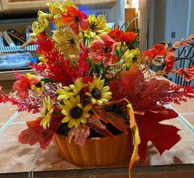 Orange Container Fall Silk Arrangement