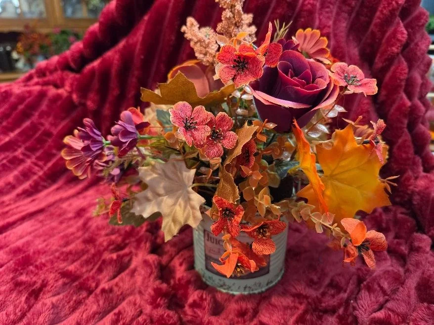 Can Container With Fall Arrangement