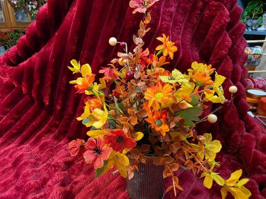 Can Container With Fall Arrangements