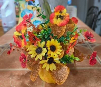 White Pumpkin With Silk Arrangement