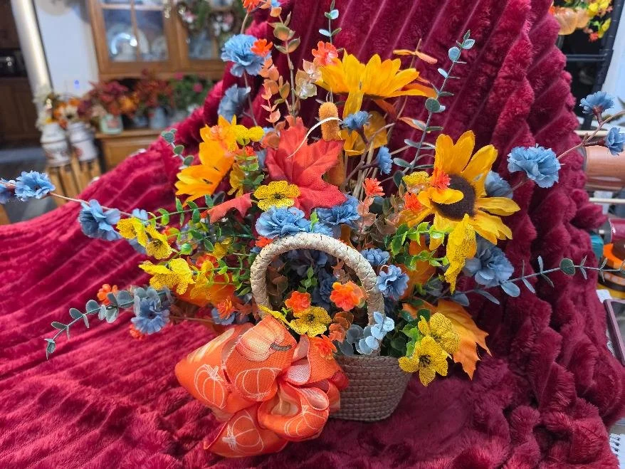 Wicker Basket Fall Arrangement