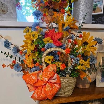 Basket With Silk Arrangements
