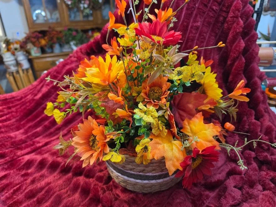 Basket With Fall Arrangement