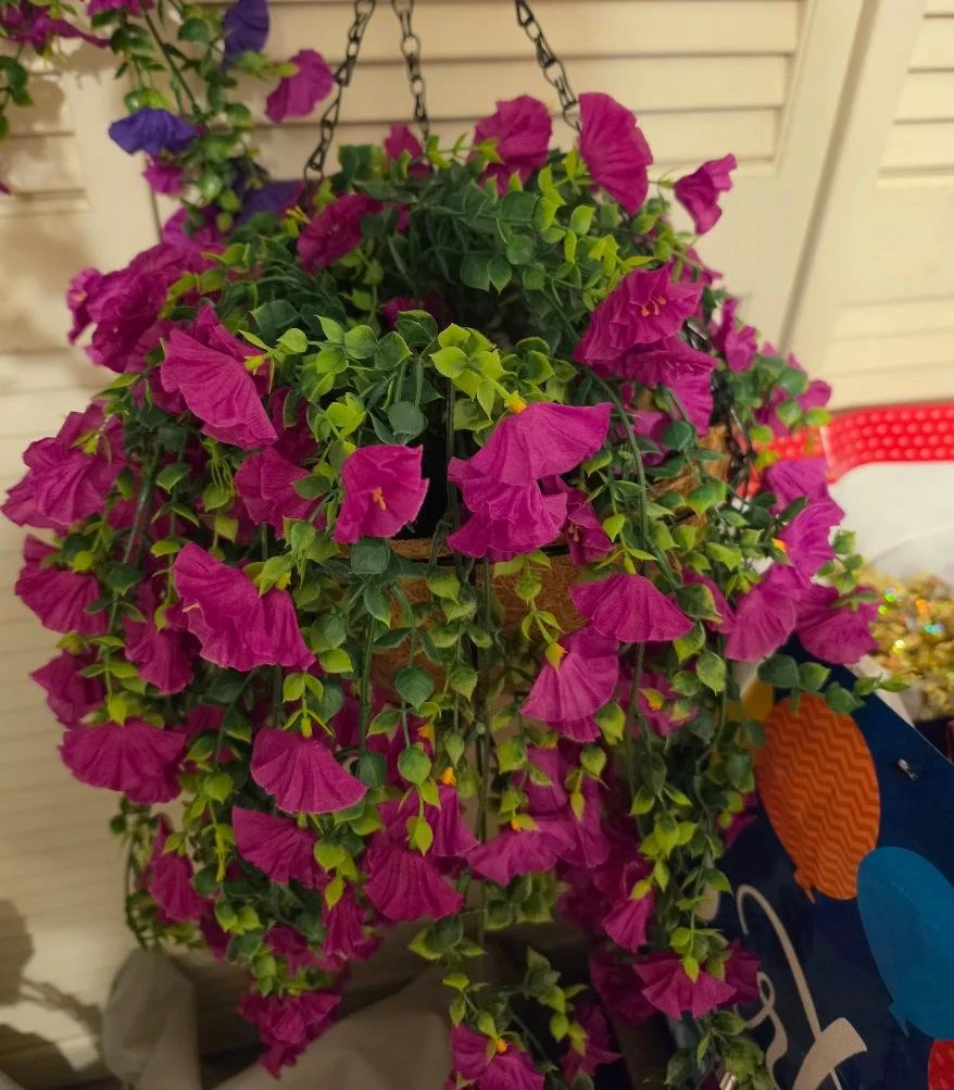 Purple Hanging Silk Basket