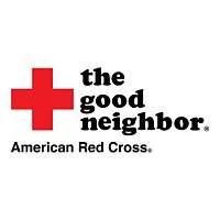 American Red Cross logo with a red cross, text reads 'the good neighbor.' and 'American Red Cross'.