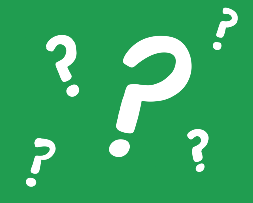 Green background with multiple white question marks of various sizes scattered across the image.