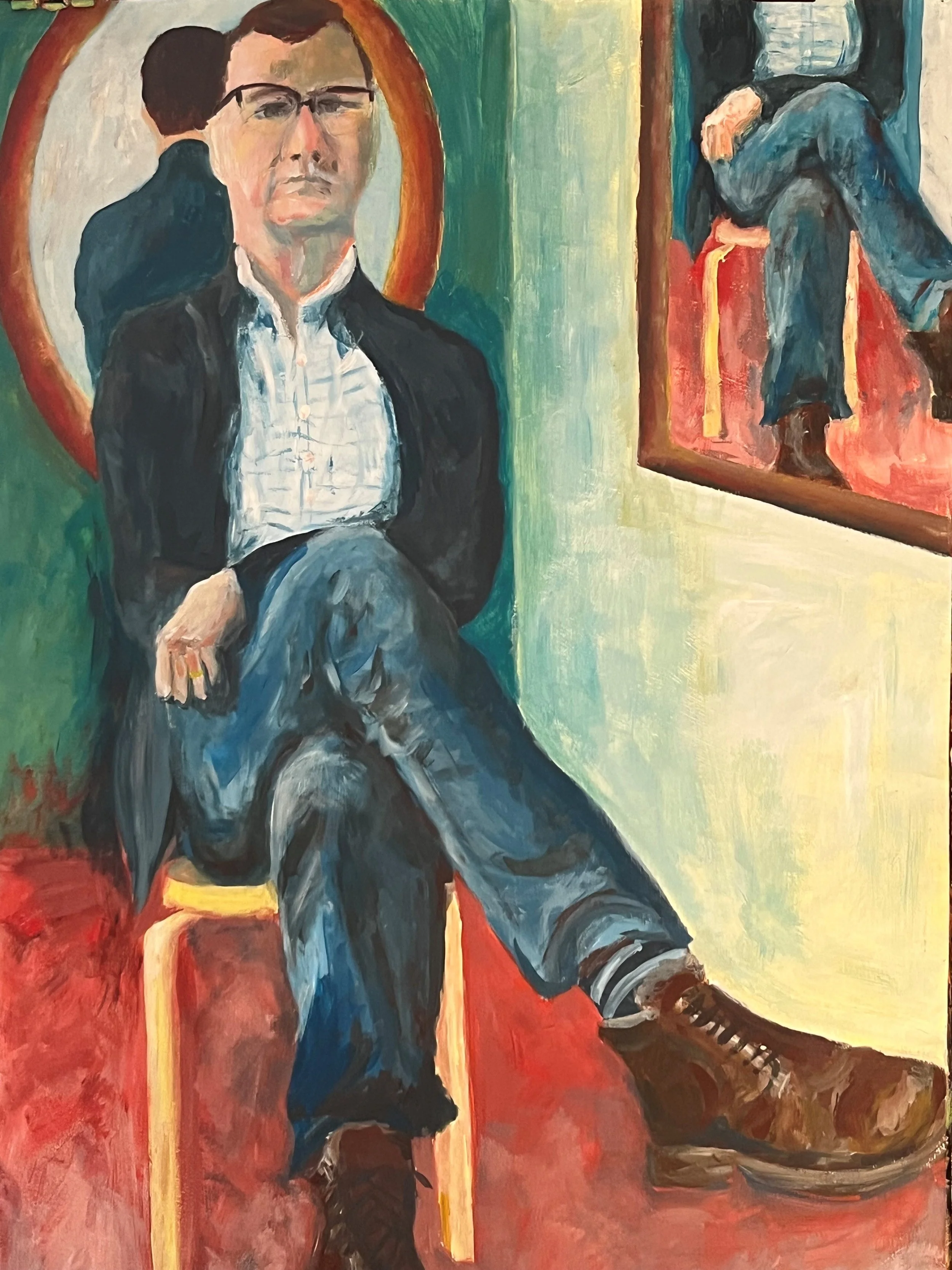 Self portrait reflection. Acrylic on paper..jpg