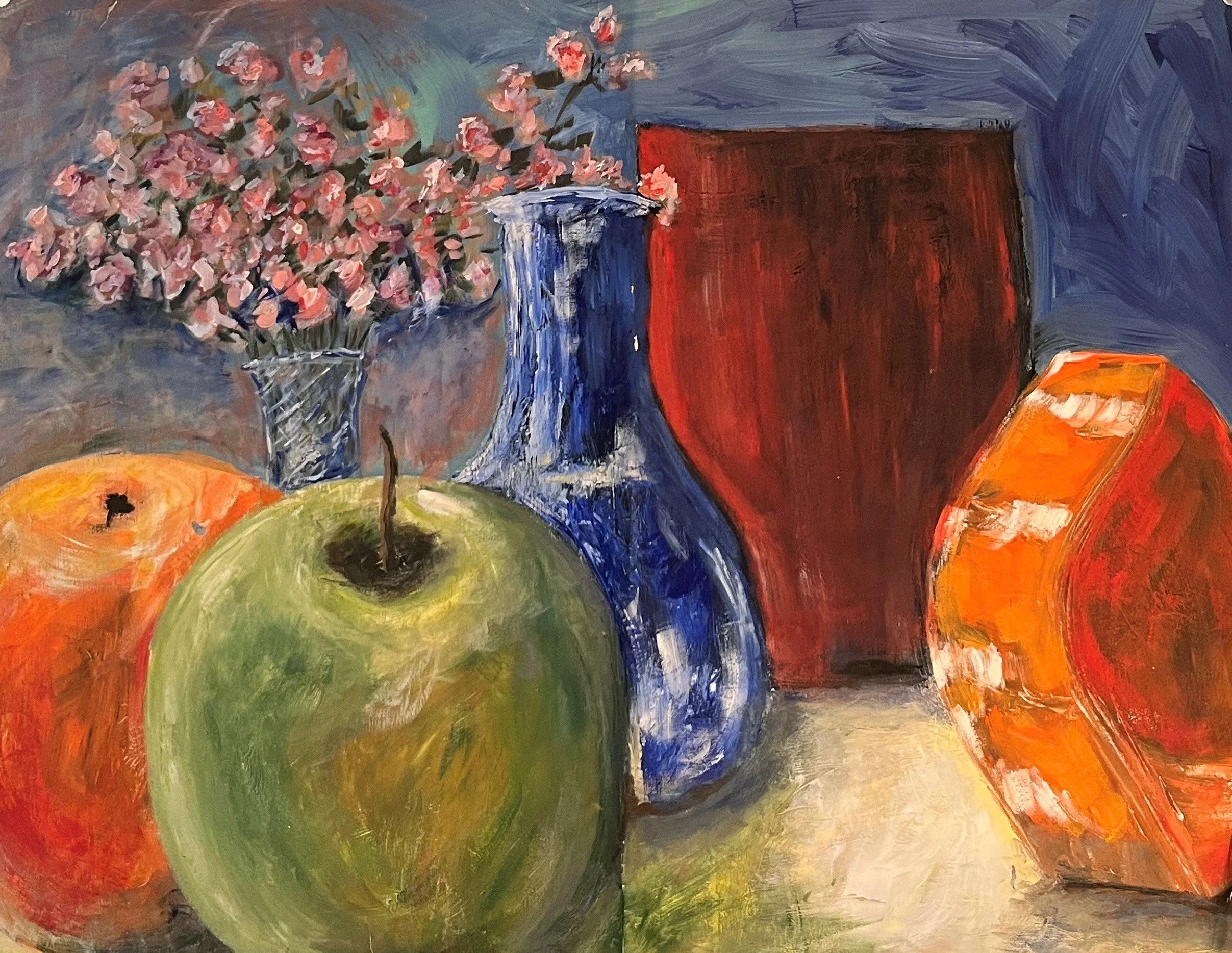 Vases and fruit.  Acrylic on paper.jpg