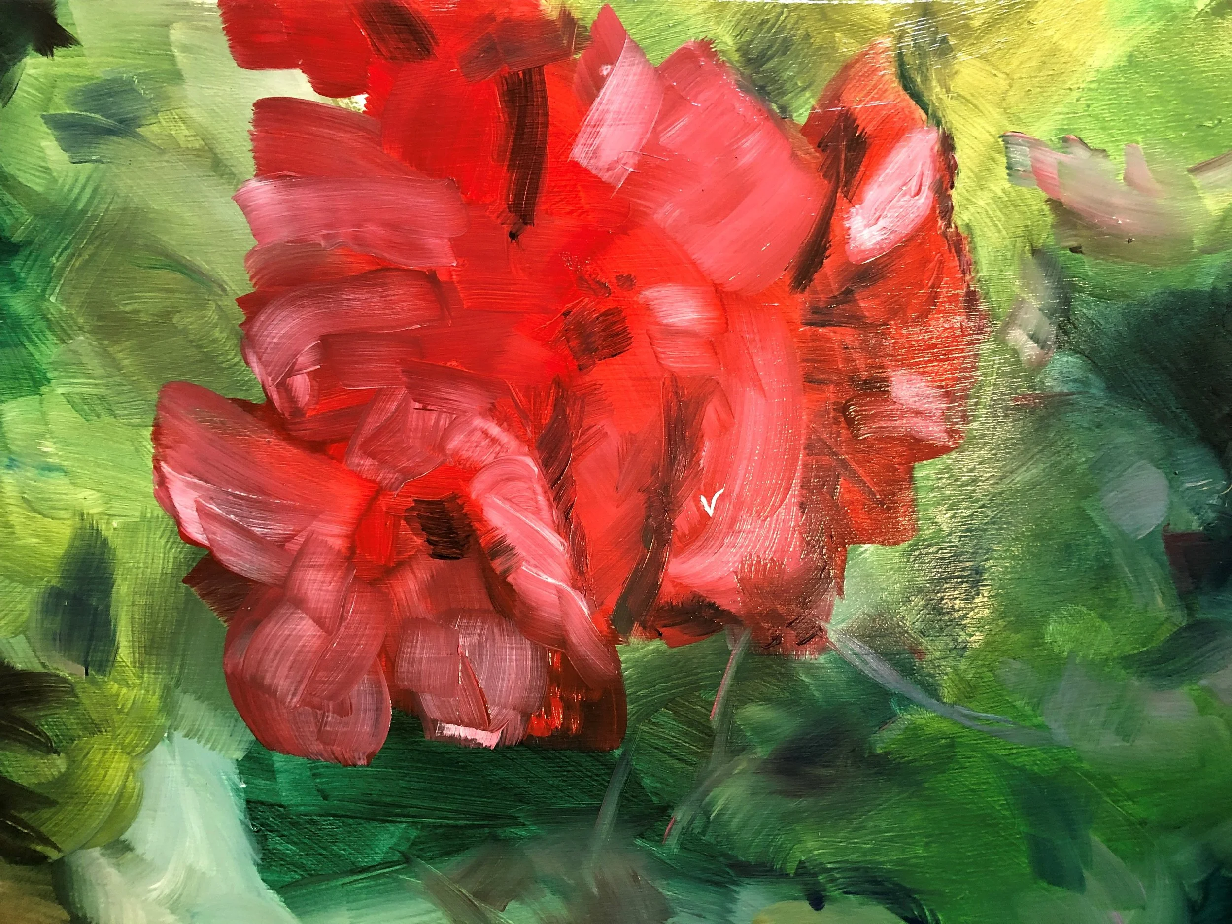 Leaves and flower.  Acrylic on wood.jpg