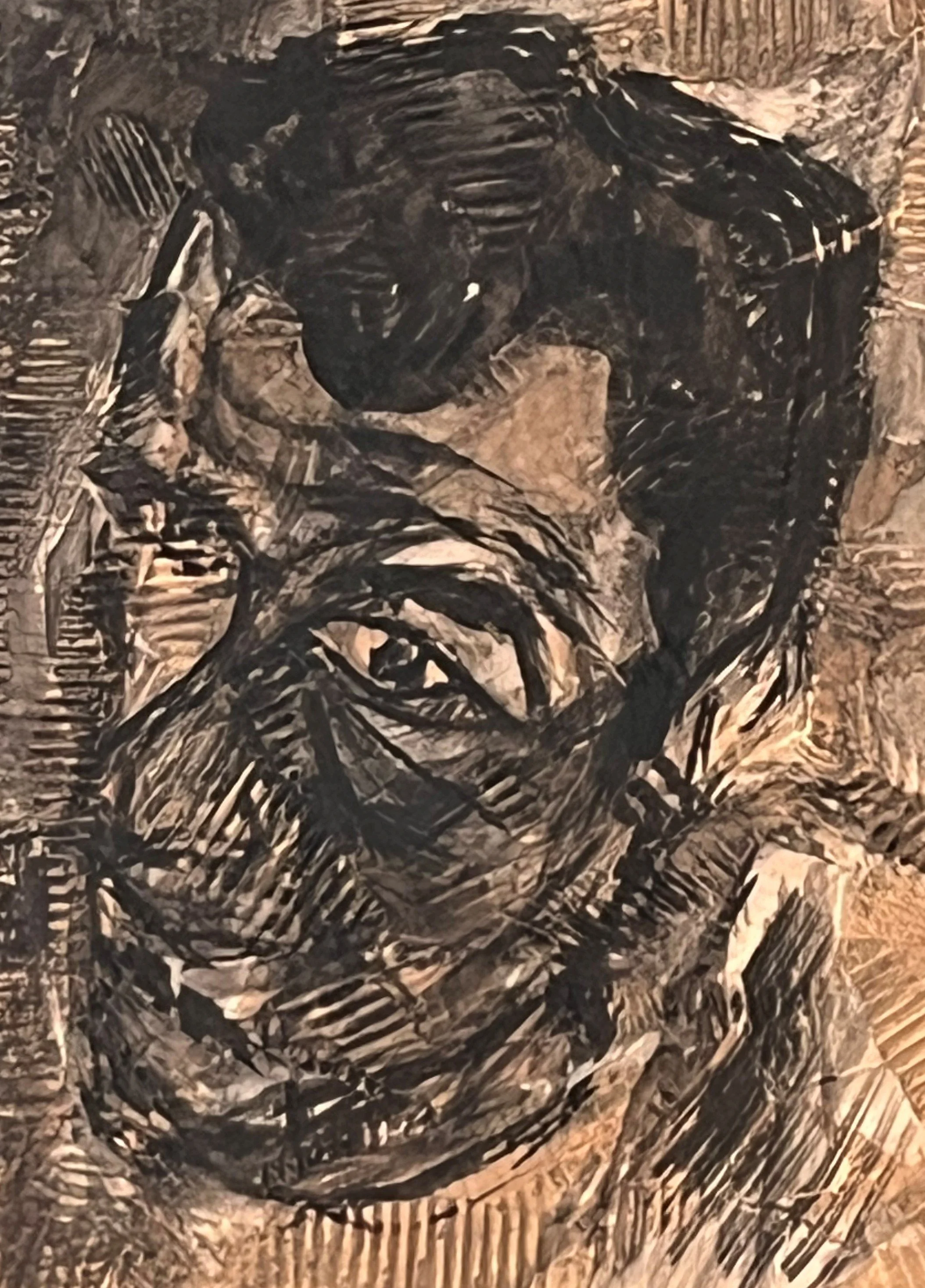 Self Portrait on corrogated  card.jpg