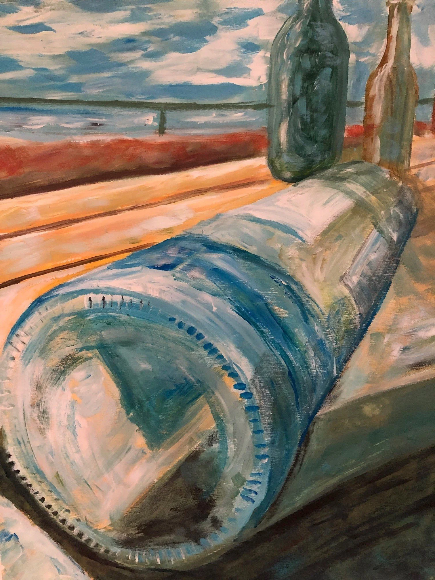 Afternoon bottles 1.  Acrylic on paper.jpg
