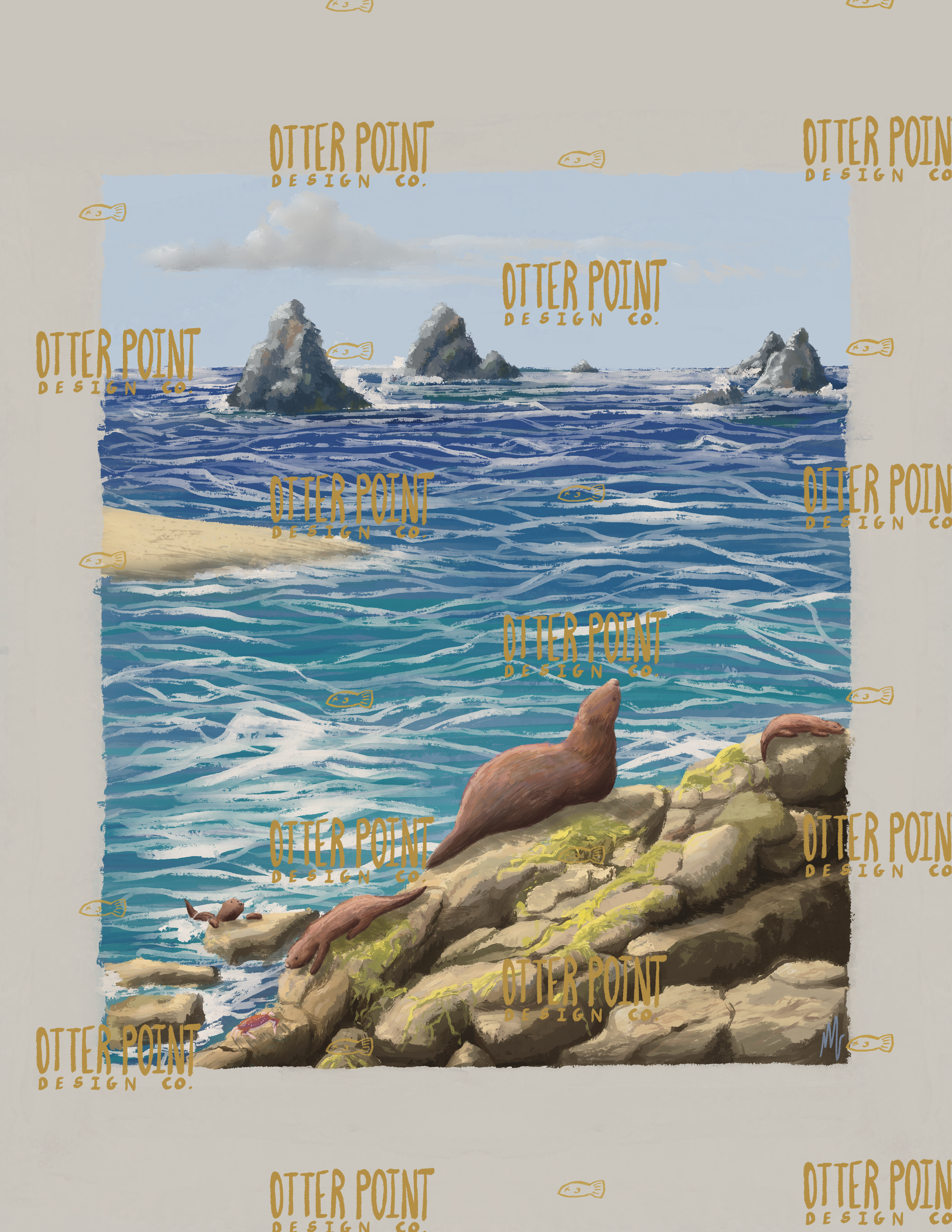River Otters at the Ocean's Edge Limited Edition Print