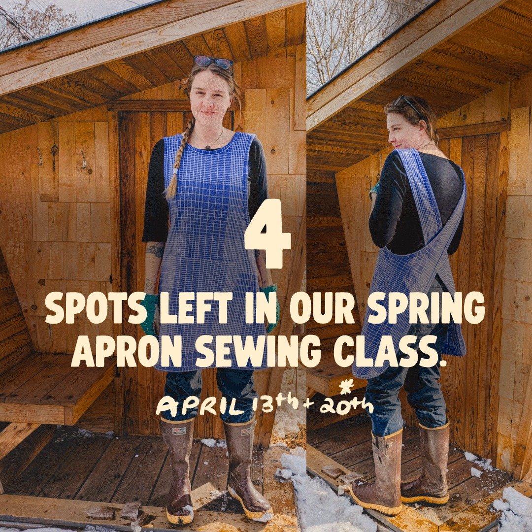 Spots are filling up for this sewing class!! ONLY 4 SPOTS LEFT!

Our beginner sewing class is sold out but this is a great option for beginners! Learn to use your machine with us and leave with an apron. Perfect timing for garden season!