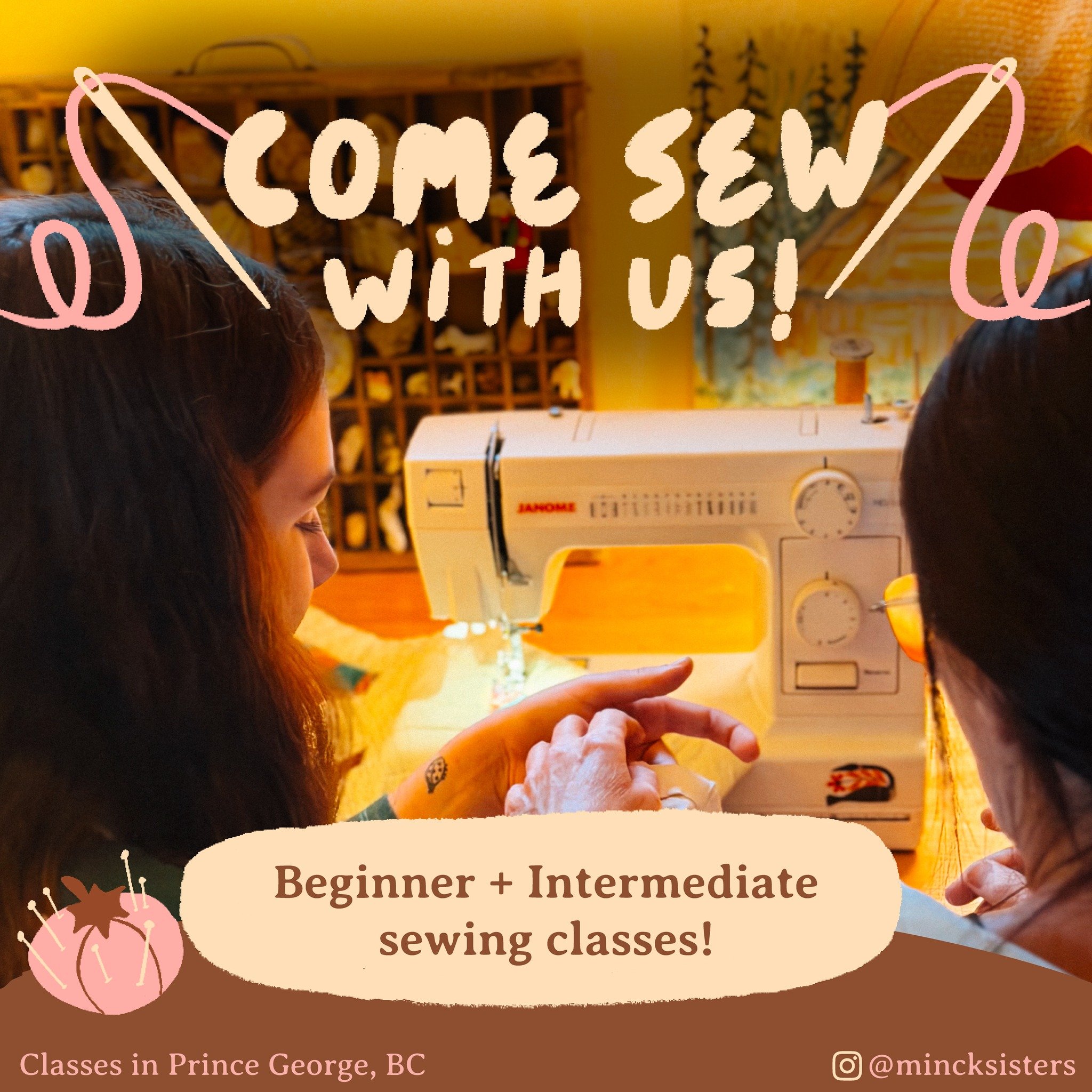Come sew with us!

Whether you&rsquo;re brand new to sewing or ready to take on more challenging projects, Minck Sisters offers small, hands on sewing classes for a range of skill levels. Head to our website to see what classes we have available for 