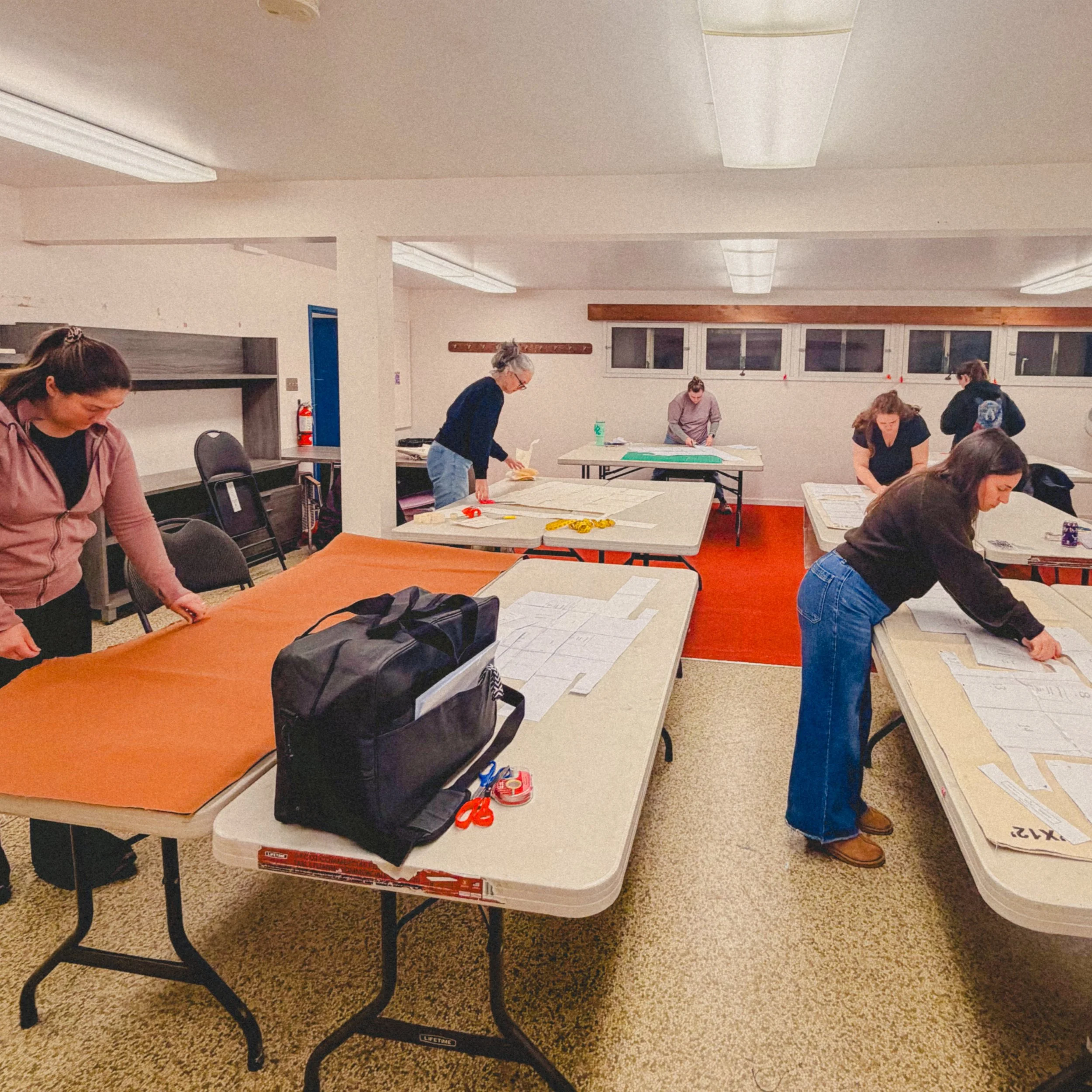Our utility tote class started last night and everyone sped past the mark and got to cutting out their fabric! Stay tuned to see some big ole tote bags take shape!