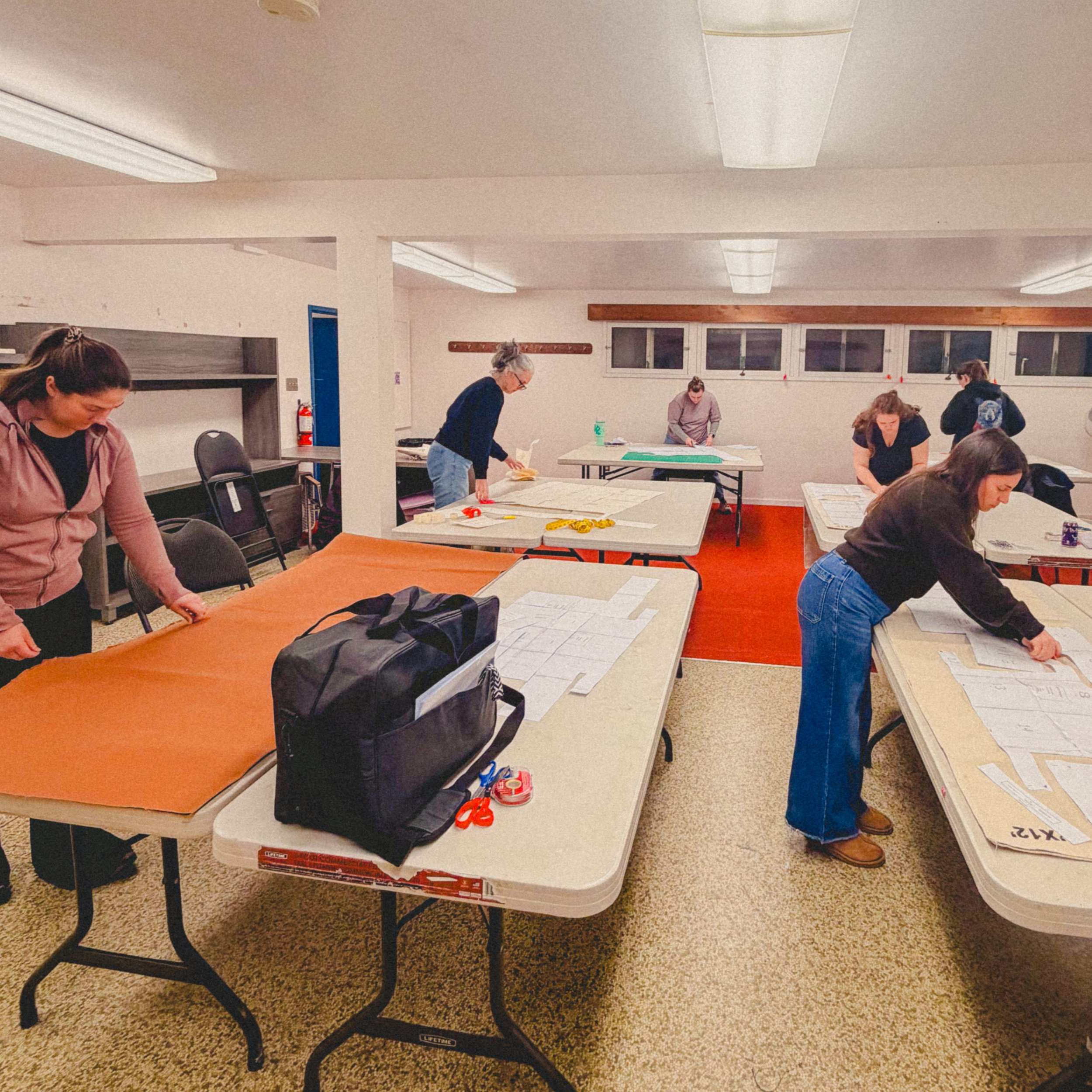 Our utility tote class started last night and everyone sped past the mark and got to cutting out their fabric! Stay tuned to see some big ole tote bags take shape!