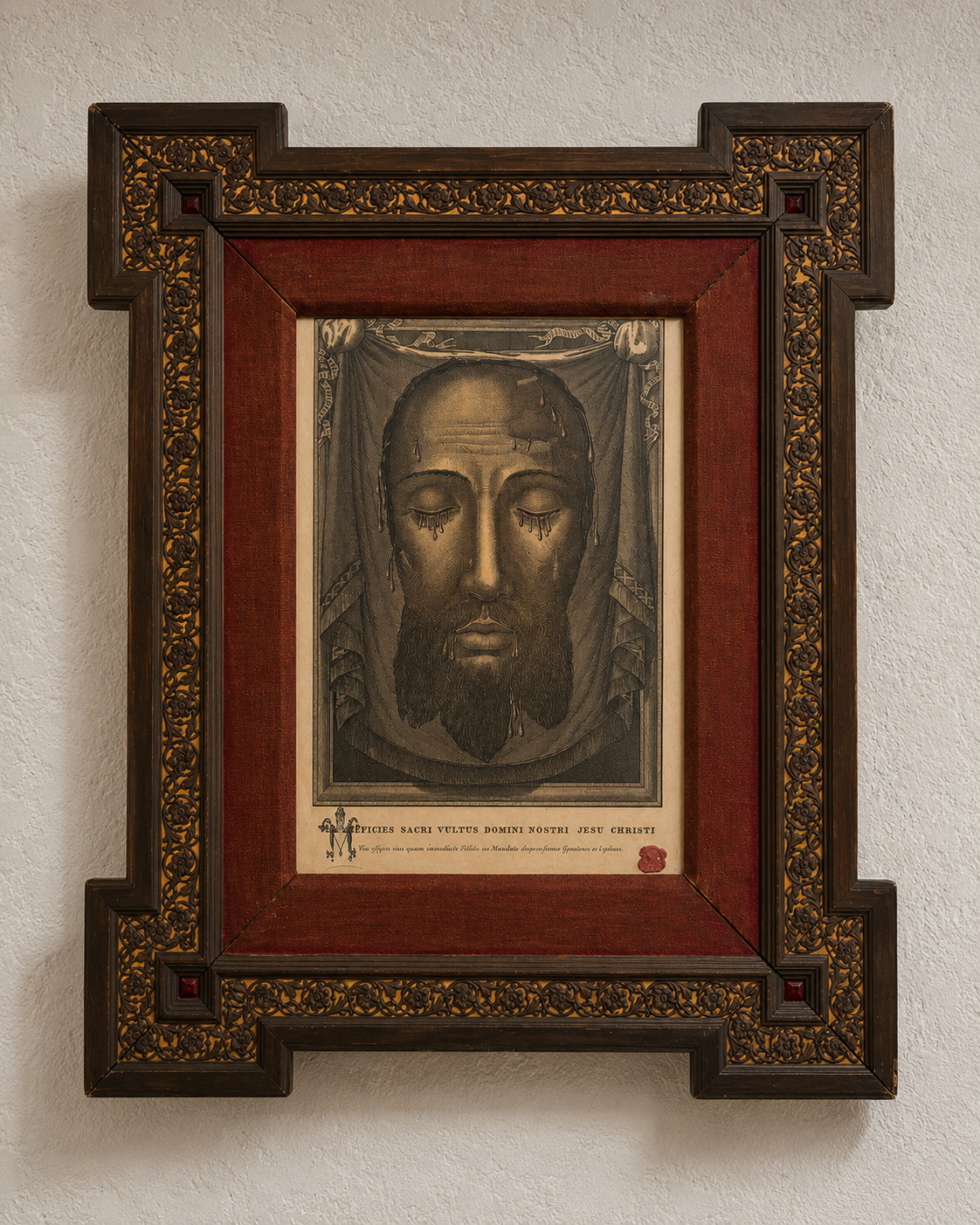 Litografía sobre lino del divino rostro 1890