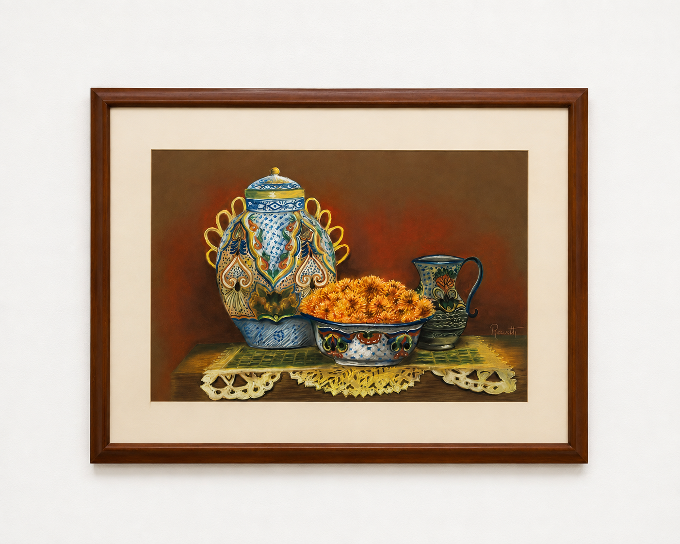 Cuadro Mesa con vajilla y flores