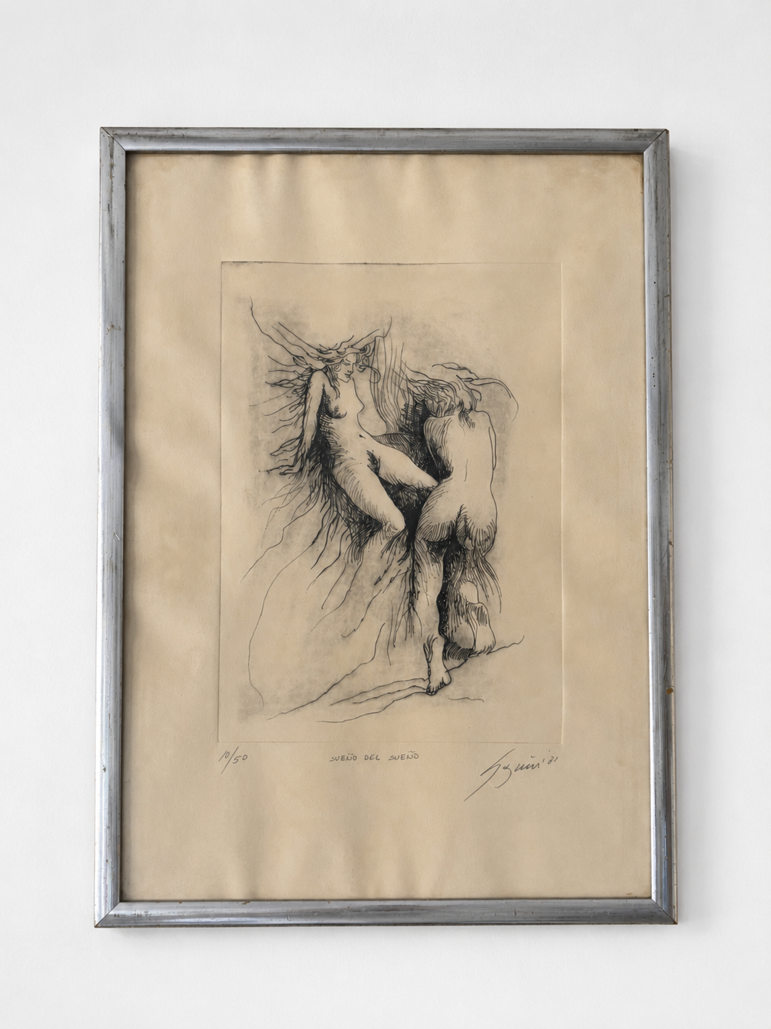 10/50 - "Sueño del sueño" - (Presenta ligeros rastros de humedad) - Medidas totales: 51 x 37 cm - Precio: $2,700 mxn
