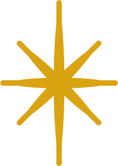 Golden star-shaped Christmas ornament with a hanging loop at the top.