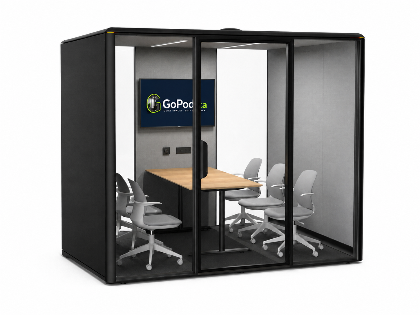 GoPod Atom Executive series meeting pod, seating for six people, perfect for video calls and conferences