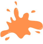 Orange splash or paint blot on a white background