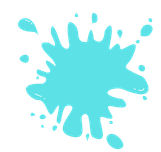Blue paint splatter on a white background