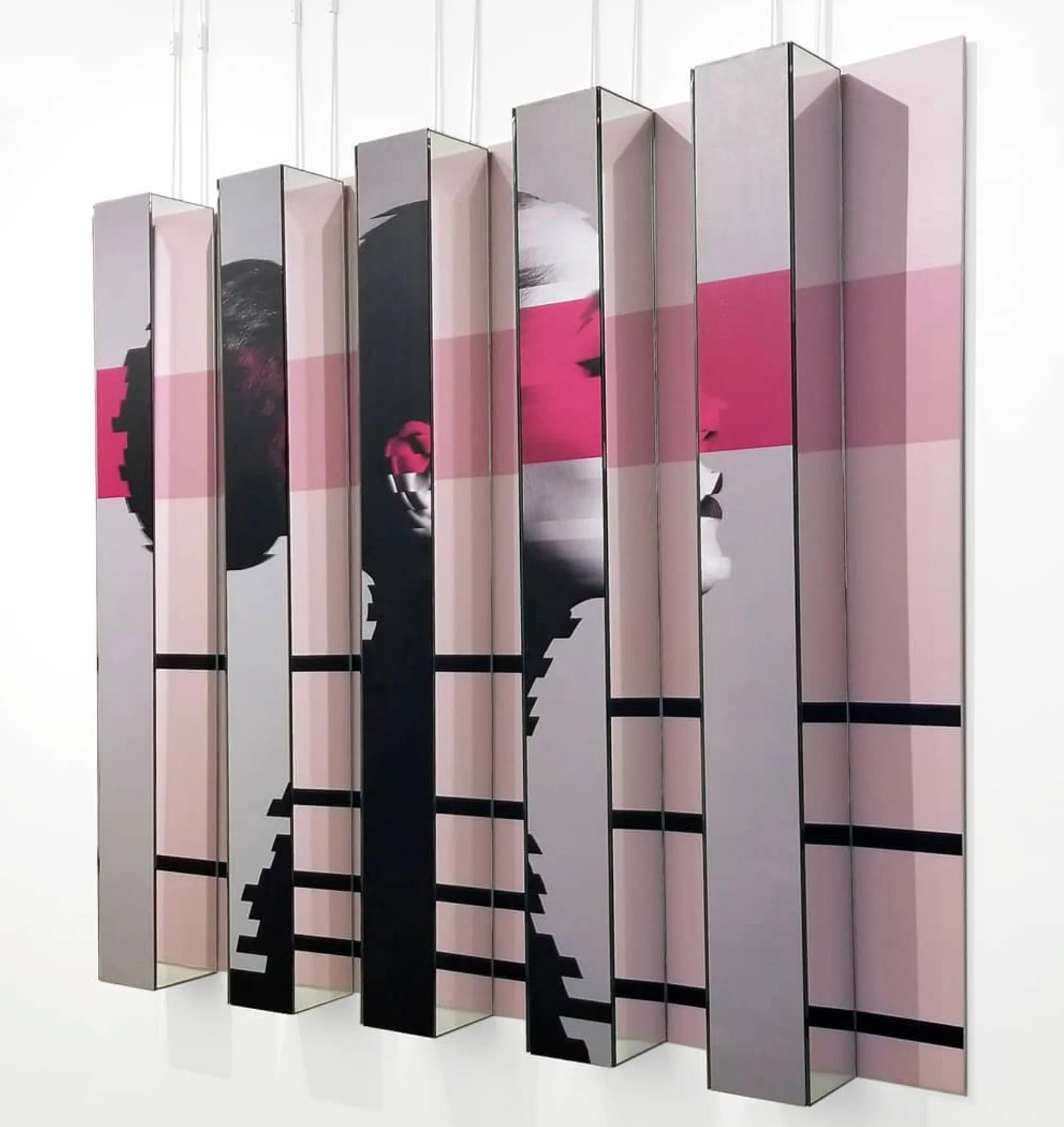 Portrait Wall Sculpture: 
This concept explored how a two-dimensional portrait could be transformed into a sculptural object through layered construction. By separating the artwork into multiple vertical acrylic or wood panels, the image changes as t