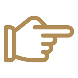Icon of a hand pointing to the right, outlined in tan.