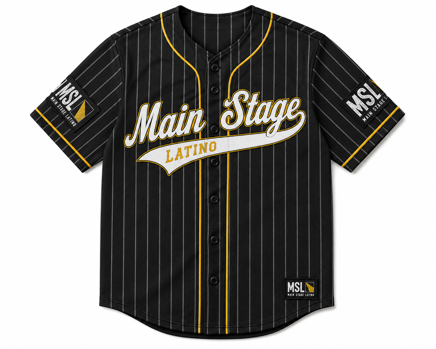 MSL Main Stage Latino Pinstripe Baseball Jersey — Black
