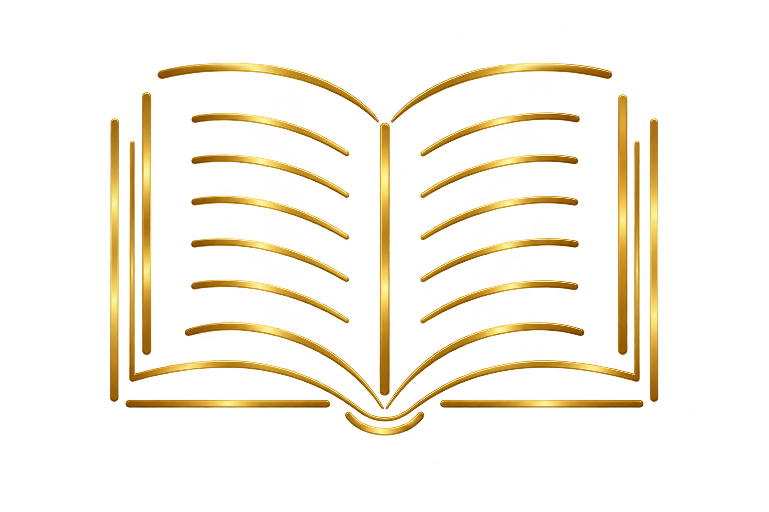 A golden open book icon with a blue background.