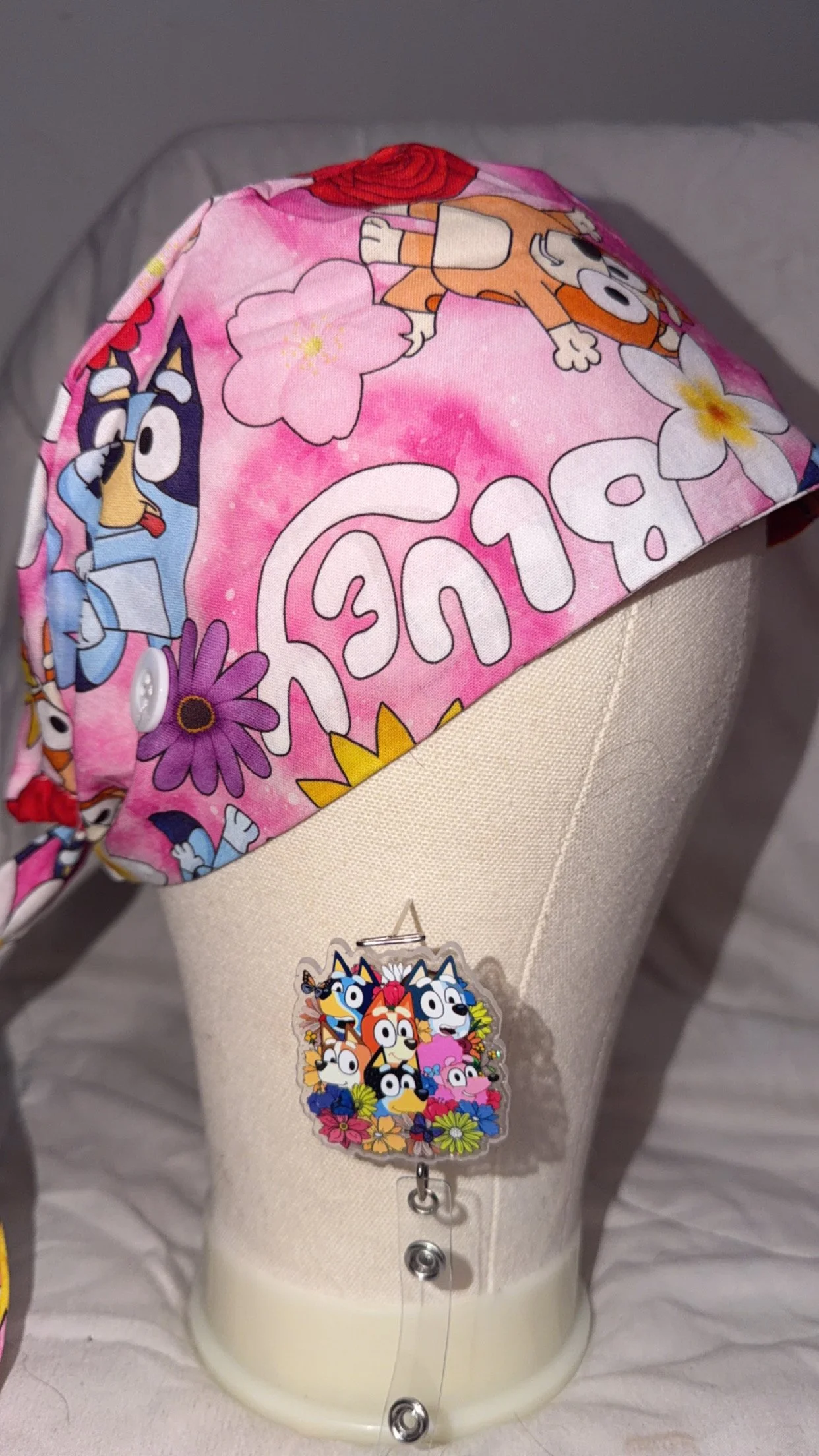Bluey Scrub Cap w/Badge Reel