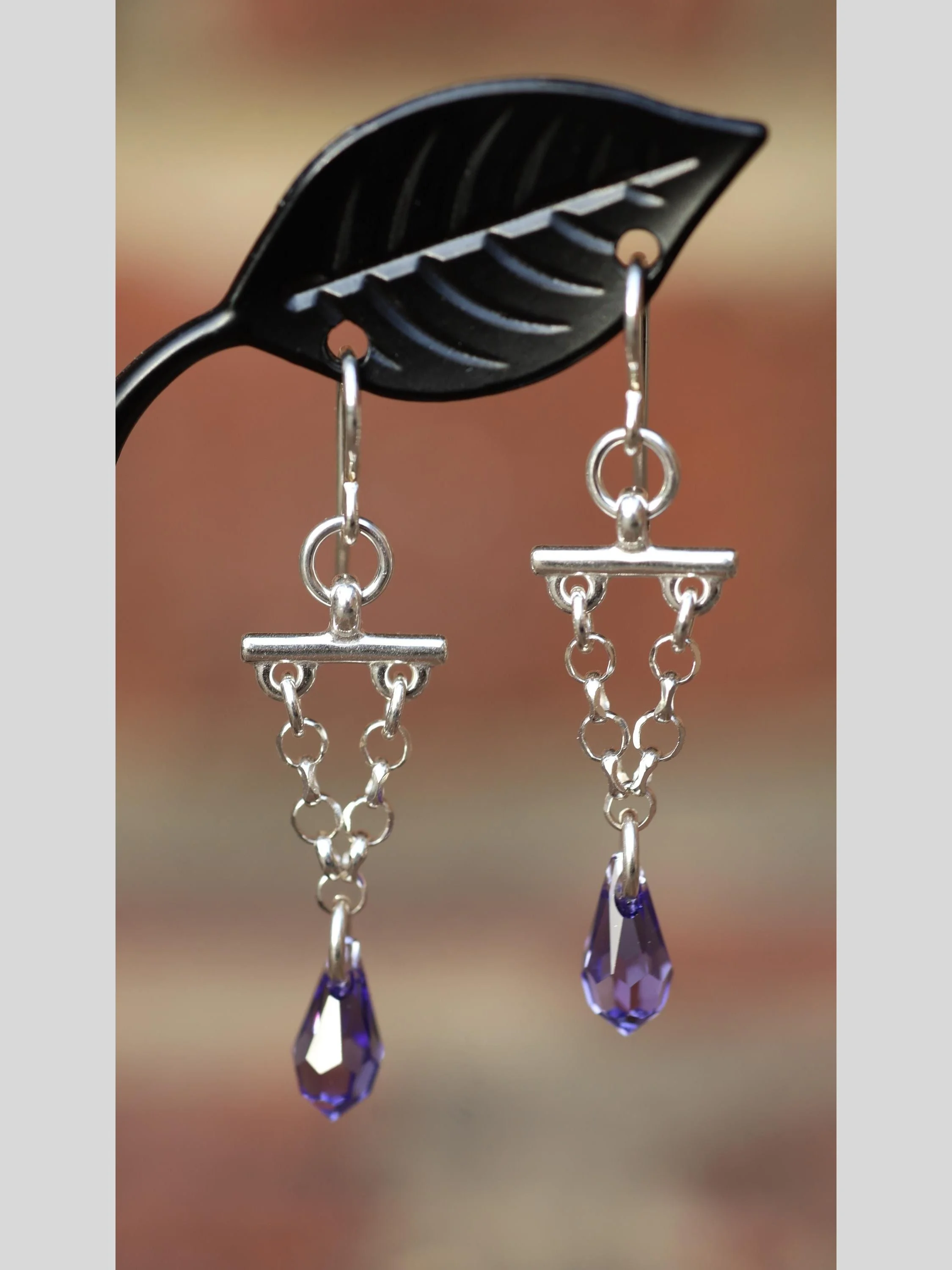 Sterling Silver Teardrop Crystal Drop Earrings