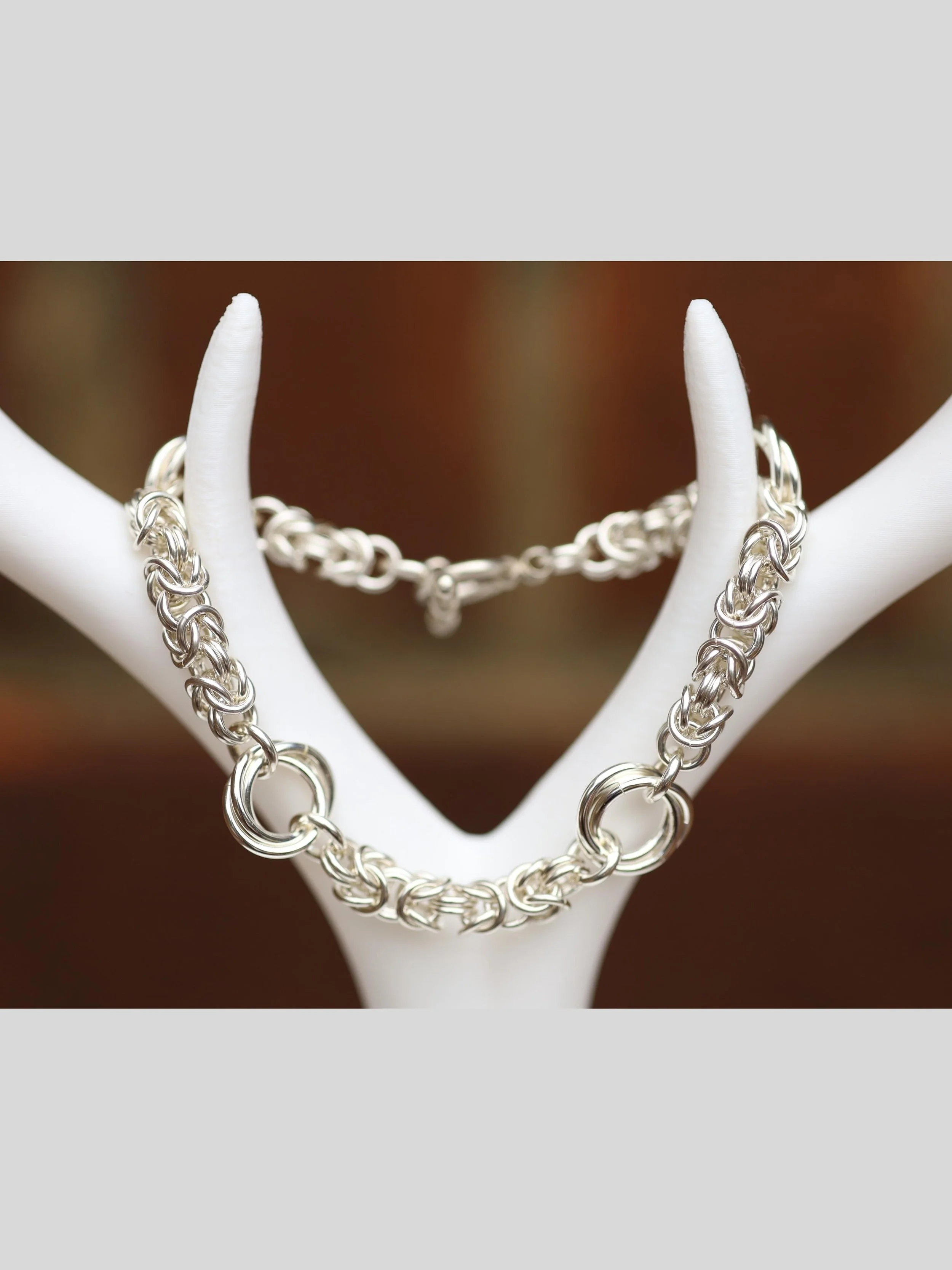 Sterling Silver Byzantine & Rose Chainmaille Bracelet