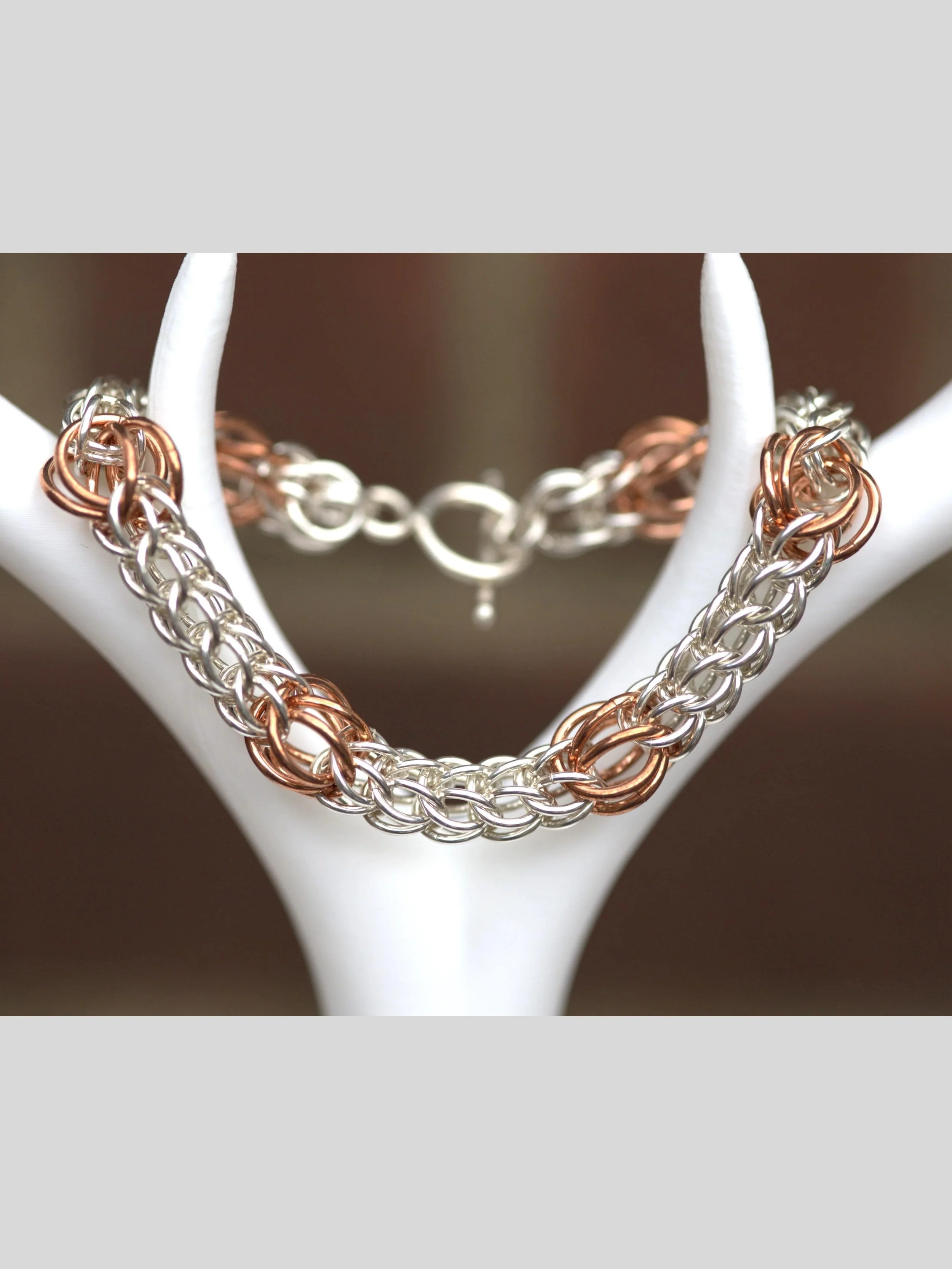 Sterling Silver Full Persian Bracelet with Copper Bubble Accents