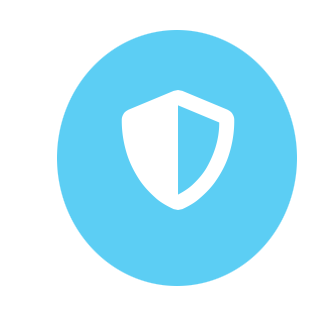 Blue circle with a white shield icon in the center.