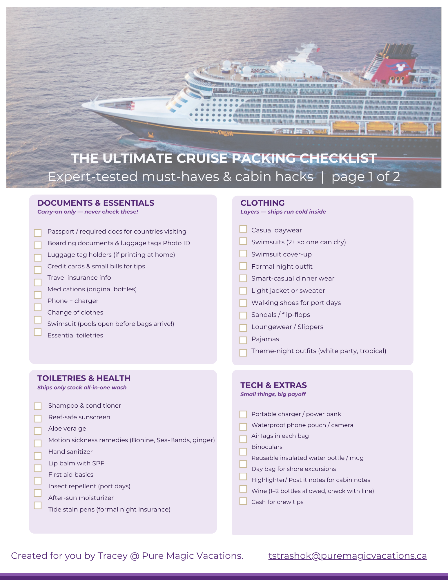 FREE - Cruise Packing Checklist