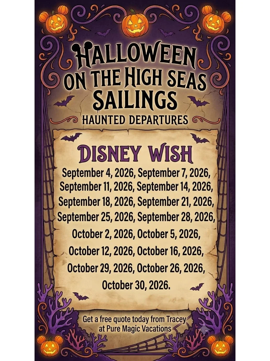 Halloween on the High Seas is amazing! you can trick or treat at sea, wear costumes every day and participate in so much fun including characters in their Halloween costumes. This is a great experience and with so many dates and ships available, now 