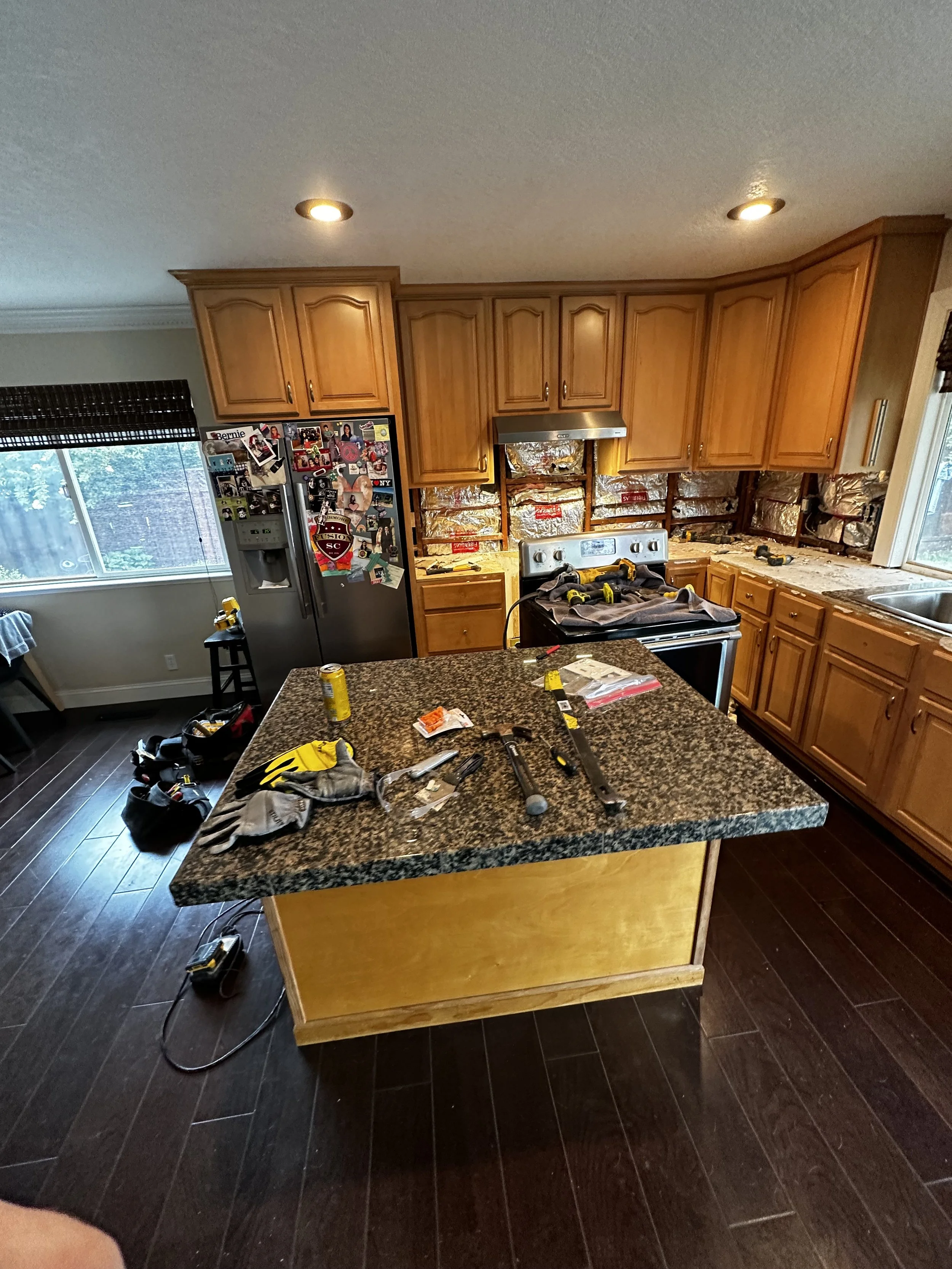 Demo backsplash and countertops 