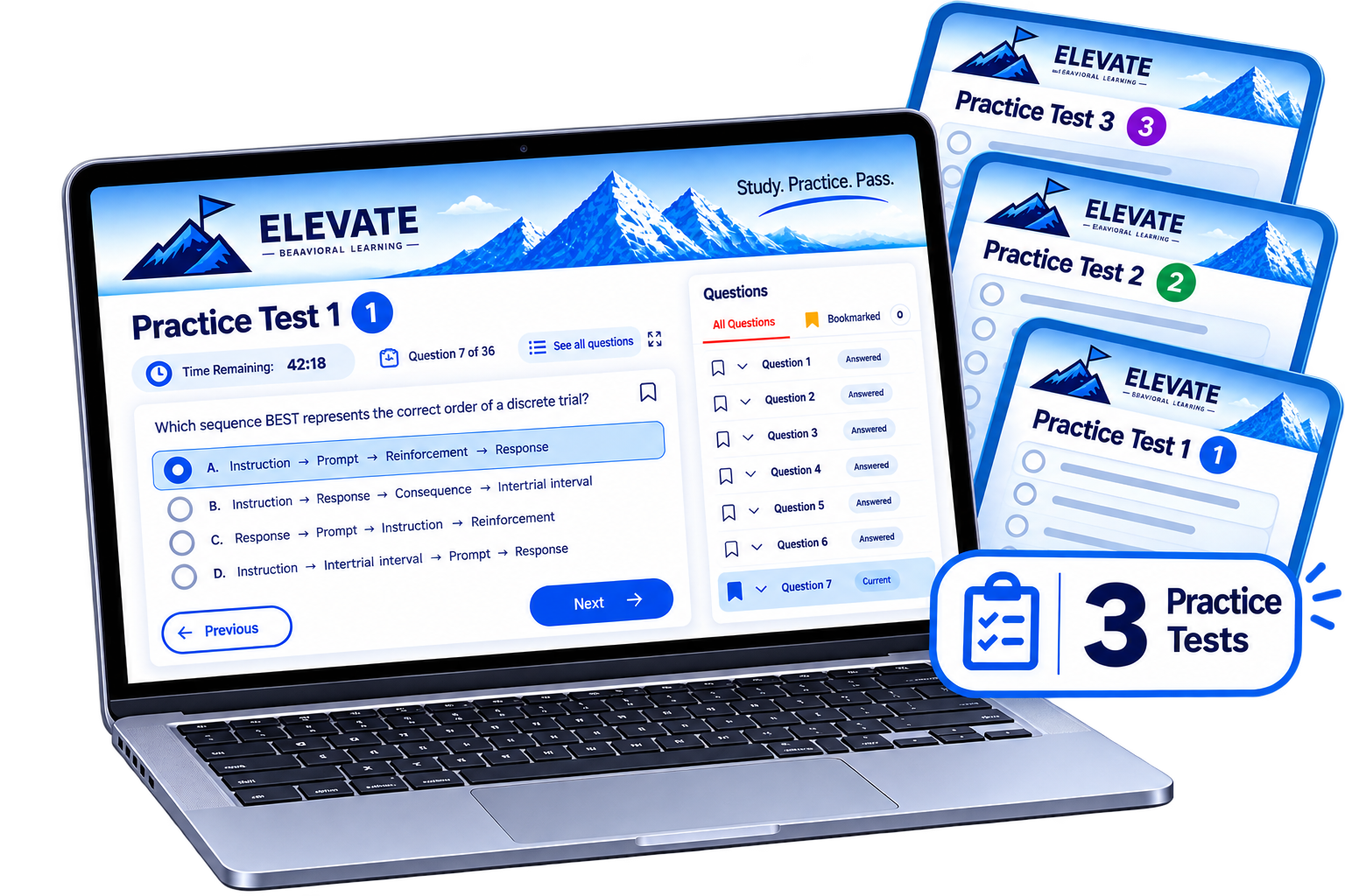 Elevate's 3 Practice Test Pack