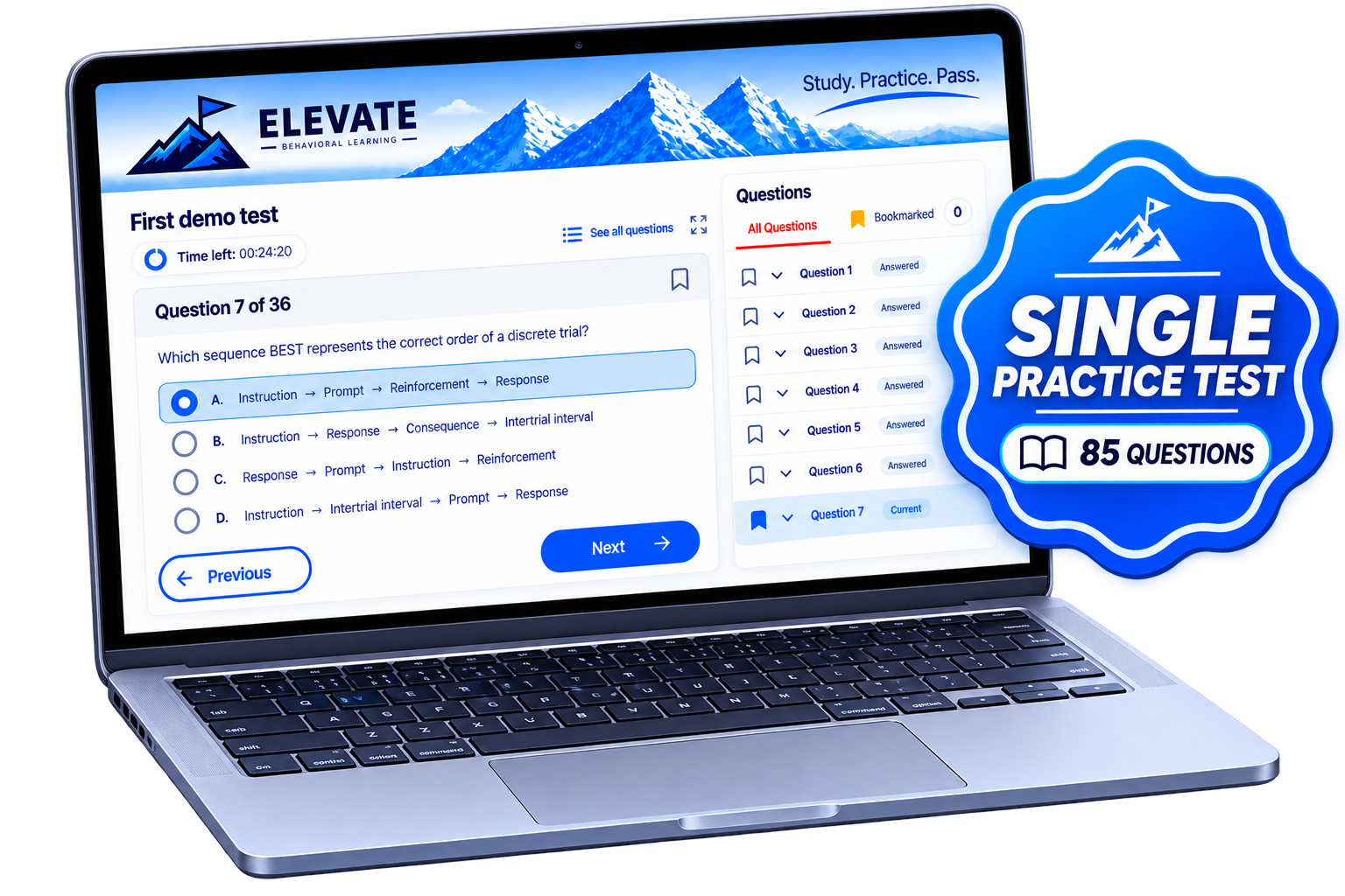 Elevate's Single Practice Test