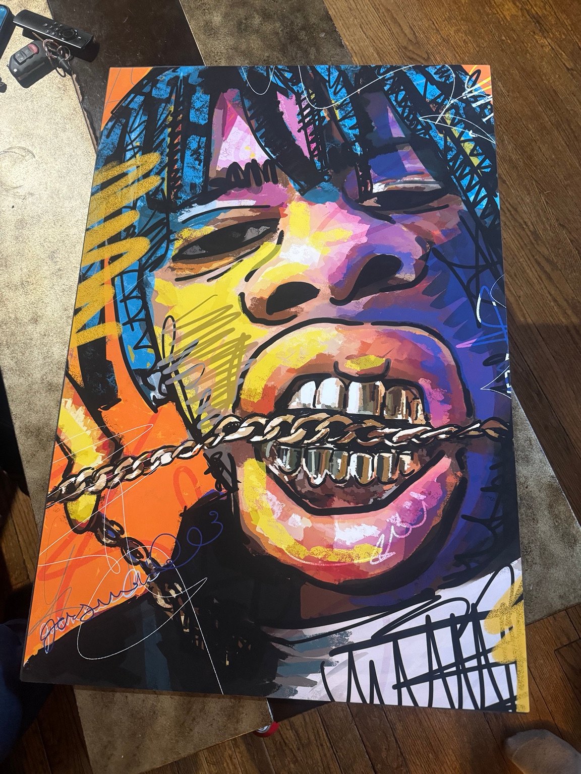 Artwork 03. Portrait with gold-colored teeth and chain by Jasmine Ali.