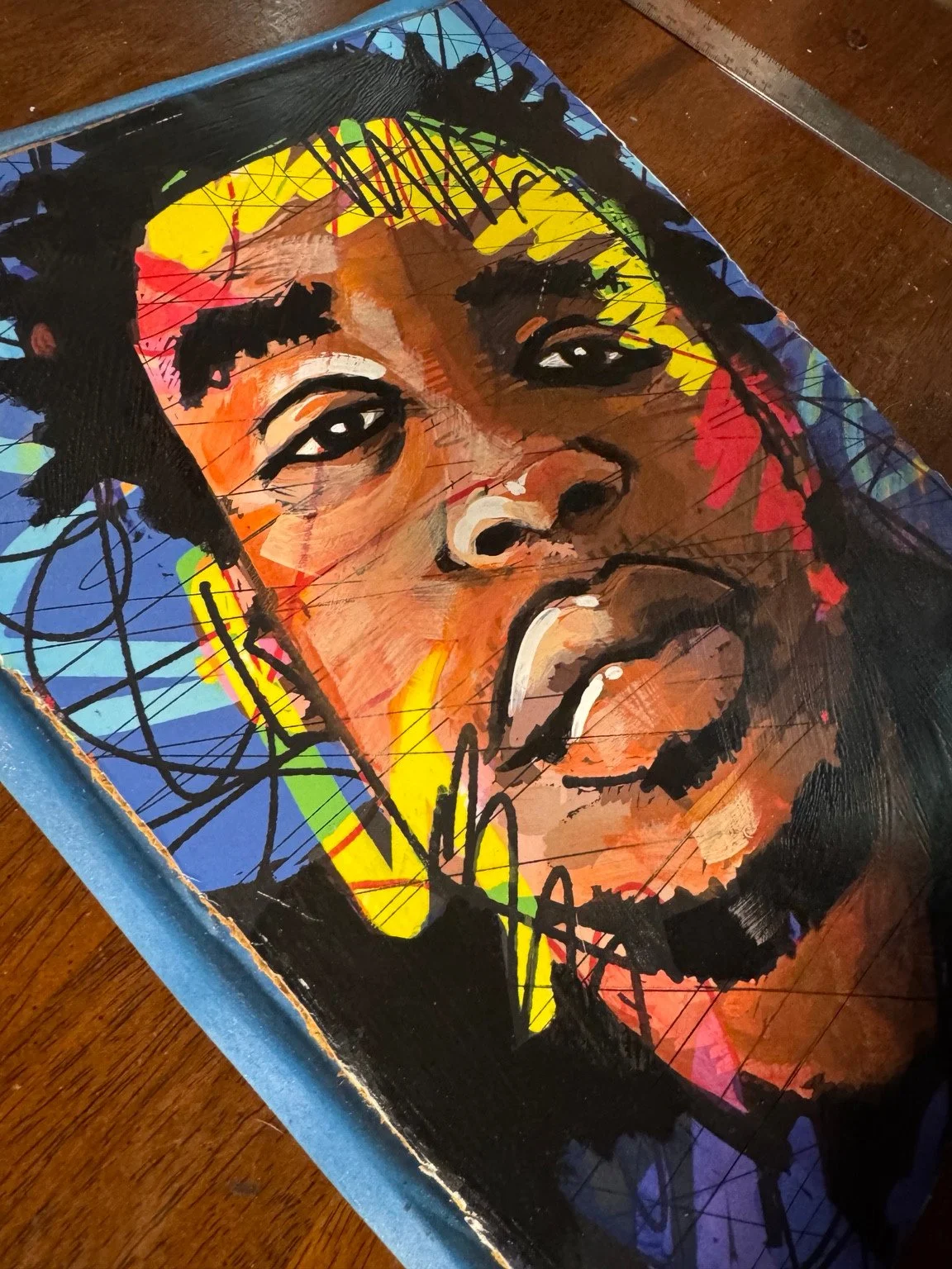 Artwork 01. Multicolor portrait by Jasmine Ali.