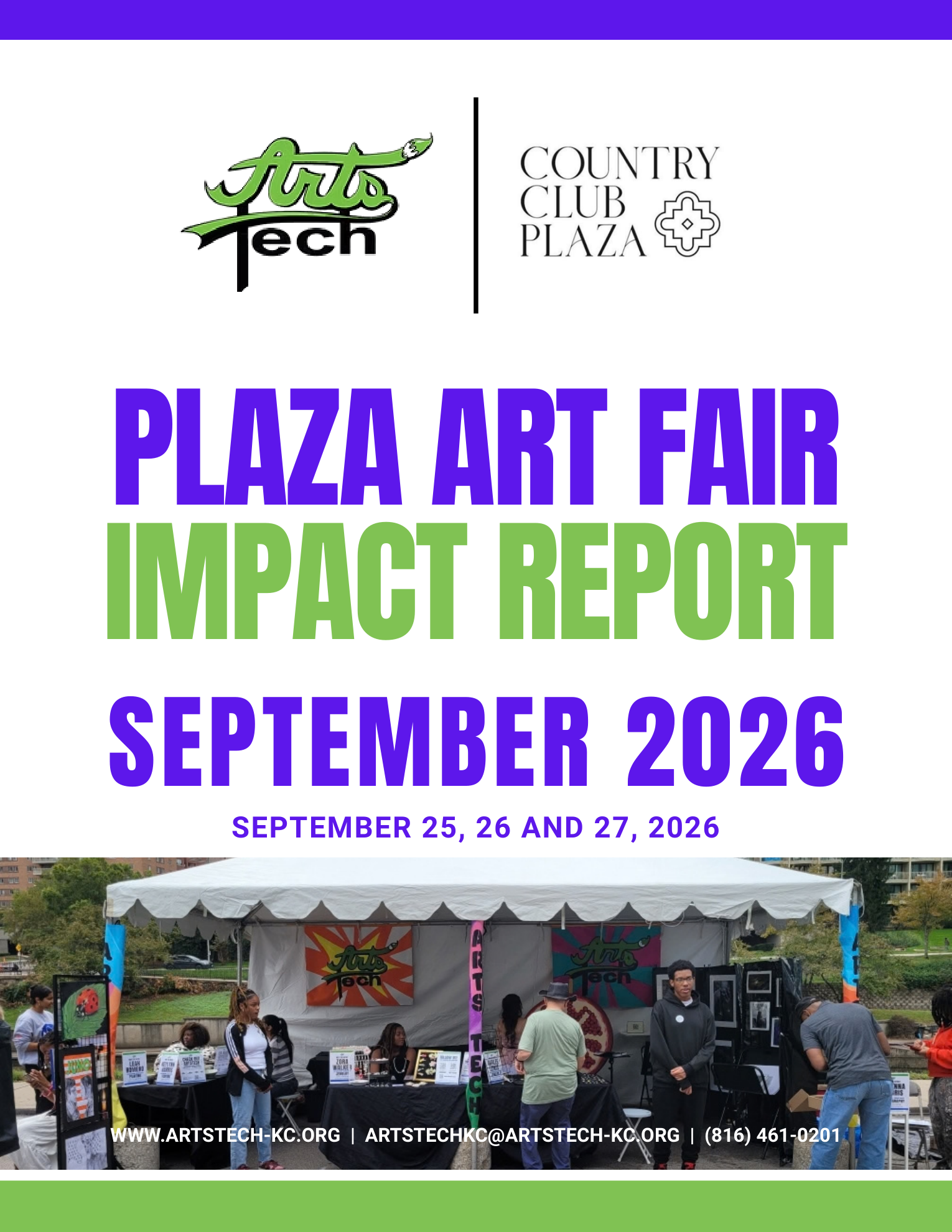 Actual September 2026 Plaza Art Fair impact report cover designed for ArtsTech