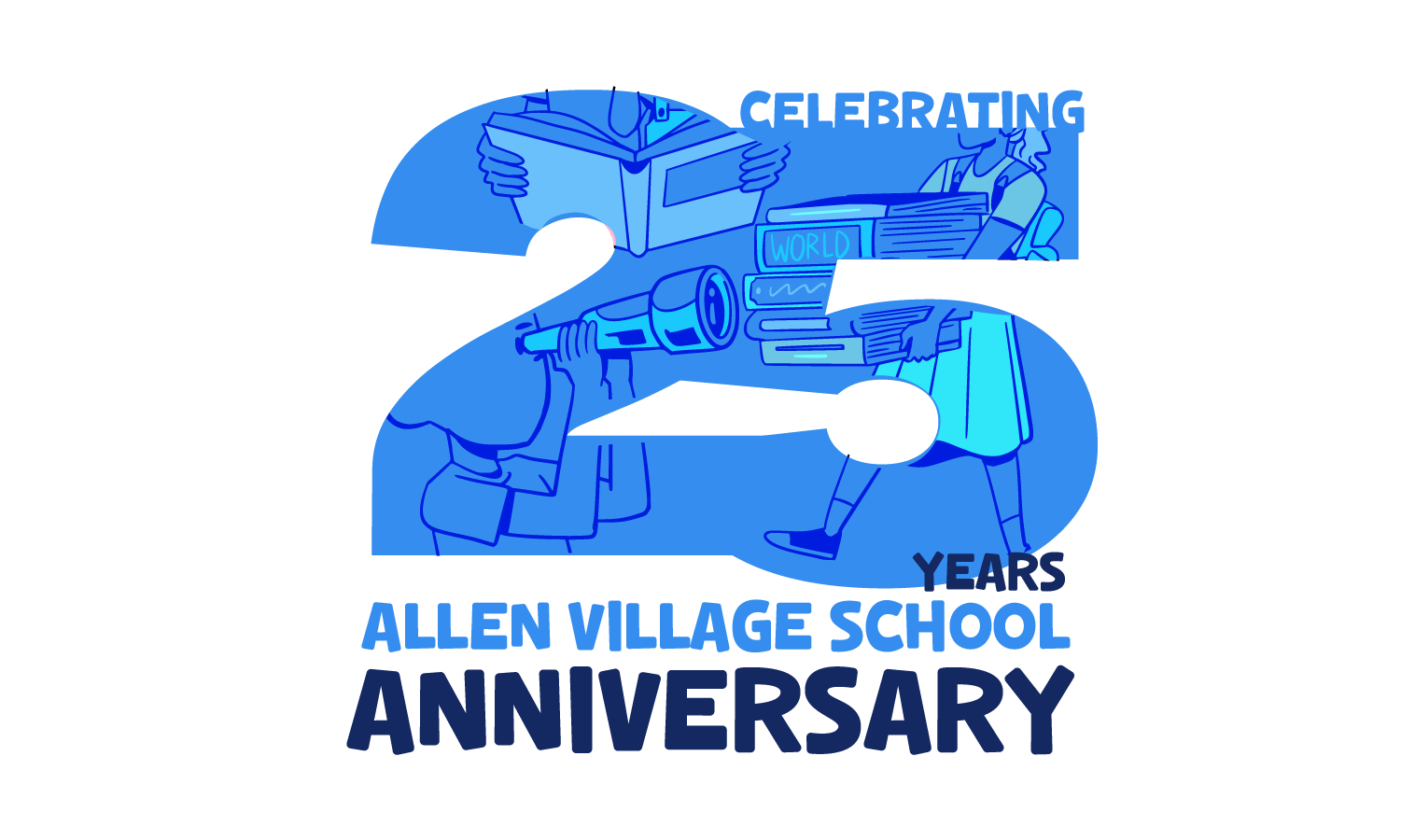 Blue Allen Village School anniversary artwork celebrating 25 years