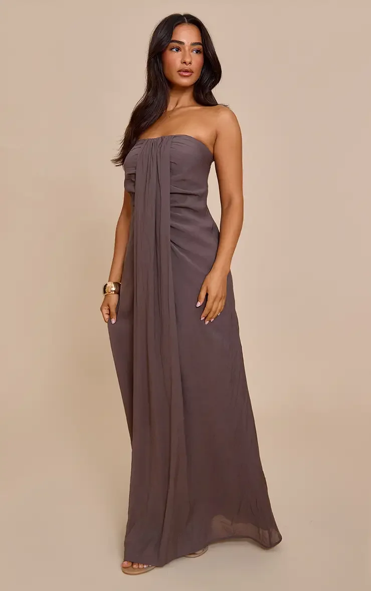 Bandeau Drape Detail Maxi Collum Dress size 8